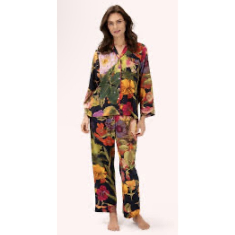 Powder "Midnight Posy" pajamas Floral Size Large Long Sleeves Pants